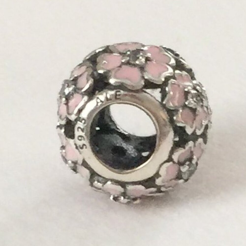 Pandora Pink Flower Enamel & Sterling Silver Bead Charm - Picture 3 of 3
